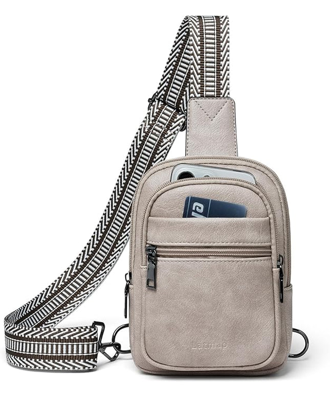 Sling Bag For Women Faux Leather Small Casual Daypack Backpack Fanny Pack Crossbody Chest Bags Purse