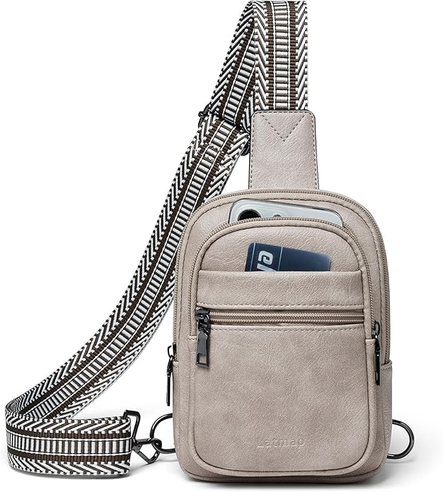 Sling Bag For Women Faux Leather Small Casual Daypack Backpack Fanny Pack Crossbody Chest Bags Purse