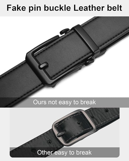 JUKMO 1.5" (38mm) Leather Ratchet Belt for Men in Gift Box