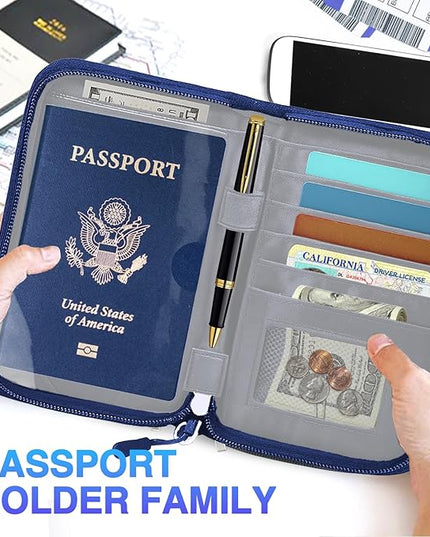 Passport Holder for Travel, Women Rfid Blocking Passport Wallet, Travel Essentials Premium Wallets, Waterproof Passport Holders Bag for Men Traveling, Travel Document Organizer Credit Cards Case