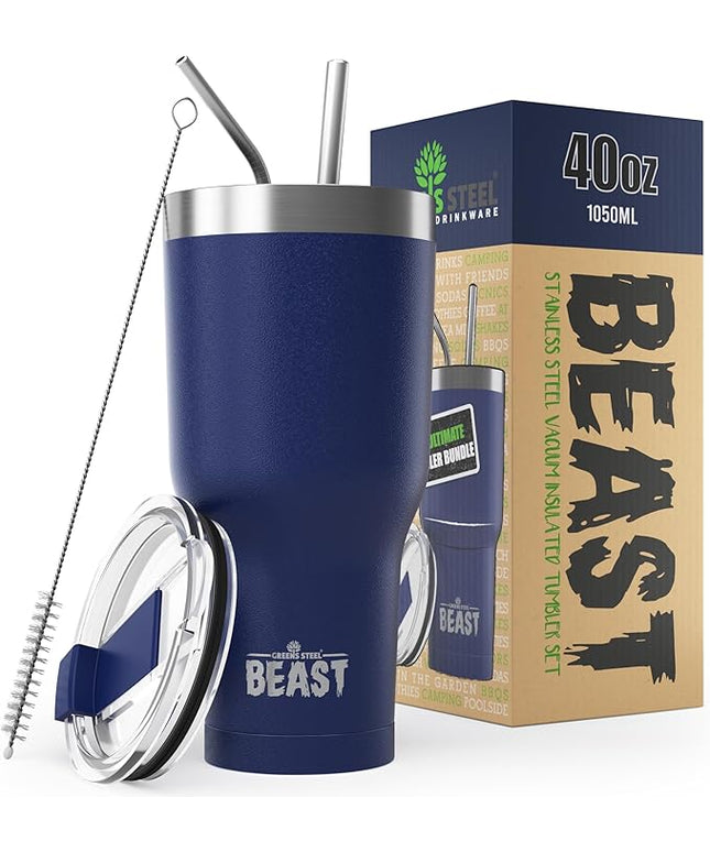 Beast 40 oz Tumbler Stainless Steel Vacuum Insulated Coffee Ice Cup Double Wall Travel Flask (Royal Blue)