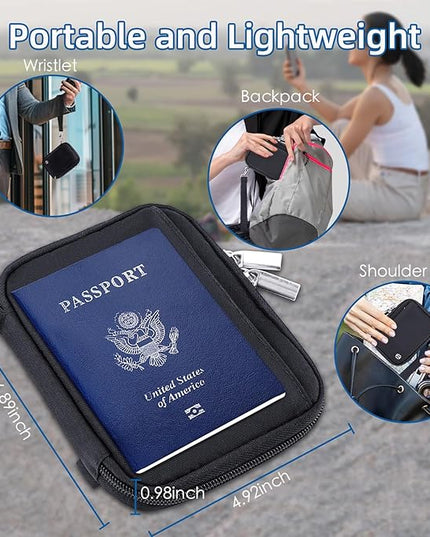 WALNEW Passport Holder for Travel - RFID Blocking Travel Wallet Essentials Organizer with Card Slots & Zipper Pocket (Women/Men)