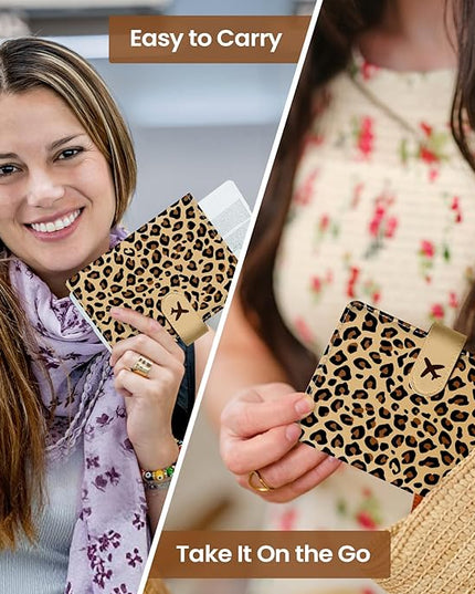 Passport Holder for Travel Essentials, RFID Blocking Leather Cover Wallet with Magnetic Closure, Aesthetic & Cute Passport Book Case for Women and Men - Leopard