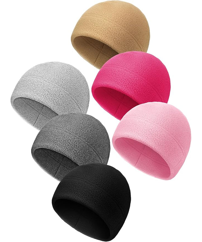 6 Pcs Fleece Skull Cap Men Fleece Beanie Winter Watch Hat Warm Polar Beanie Cap Thick Windproof Unisex for Outdoor Exercising