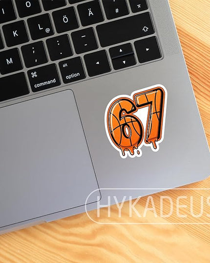 (3Pcs) 67 Basketball Drip Six Seven Funny Gen Alpha Meme Stickers – 67 Gifts for Players, Coaches, Waterproof Vinyl Decals for Water Bottle, Tumbler, Laptop, Phone Case, 3" x 2.5"