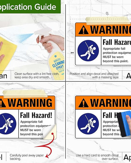 Warning Fall Hazard Appropriate Fall Protection Equipment Sign, 10x7 Inches, 4 Mil Vinyl Decal Stickers Weather Resistant, Made in USA by My Sign Center