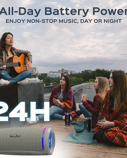 TREBLAB HD77 Bluetooth Speaker, 30W Portable Wireless Speaker with 360° Stereo Sound & Deep Bass, IPX7 Waterproof Outdoor Bluetooth Speaker, 20H Battery, TWS Pairing for Home, Beach, Pool, Camping