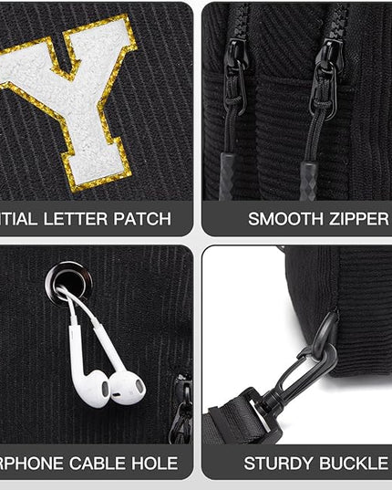 Viverte Small Corduroy Sling Bag Initial Crossbody Bag Fanny Pack for Girls Personalized Birthday Gifts for Teen Girls Gifts