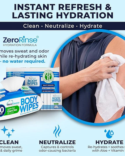 XL Body Wipes - (4 Pack) 200 No Rinse Shower Wipes + 16 Travel Bath Sheets - 10 x 11.5" Thick Cleansing Waterless Washcloths - Disposable Adult Wash Cloths for Elderly Incontinence, Camping Essentials