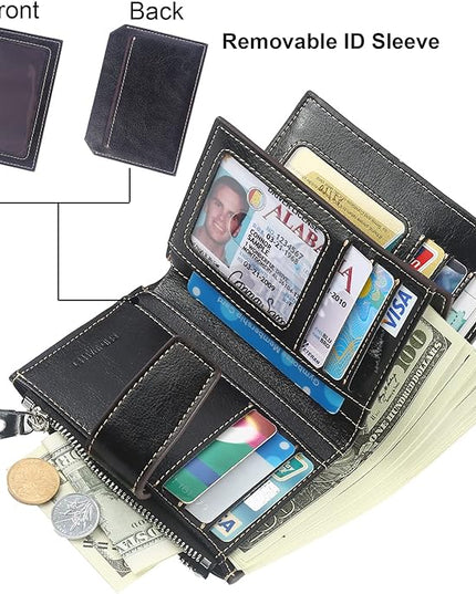 Lavemi Small Compact Women Wallet RFID Blocking Genuine Leather Bifold Purse with ID Windows