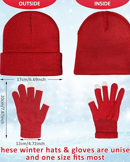 SATINIOR 56 Pieces Bulk Winter Beanies Gloves Set Touchscreen Gloves Hats Combo Pack for Winter Homeless Men Women