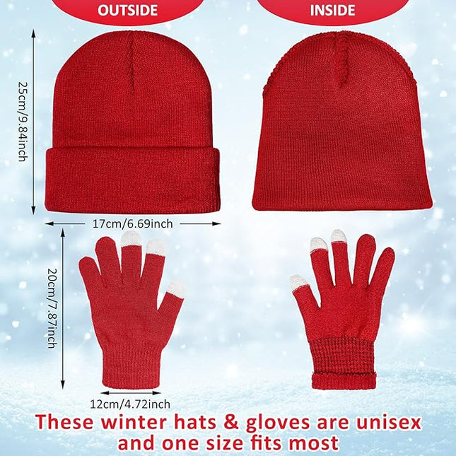 SATINIOR 56 Pieces Bulk Winter Beanies Gloves Set Touchscreen Gloves Hats Combo Pack for Winter Homeless Men Women
