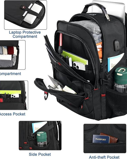 Z-MGKISS Extra Large Backpack for Men, Gaming Laptop Travel Bag Fits 18.4-19" Laptops, TSA Flight-Approved Backpack, Anti-Theft Gym College Business Work Mens Daypack, Black