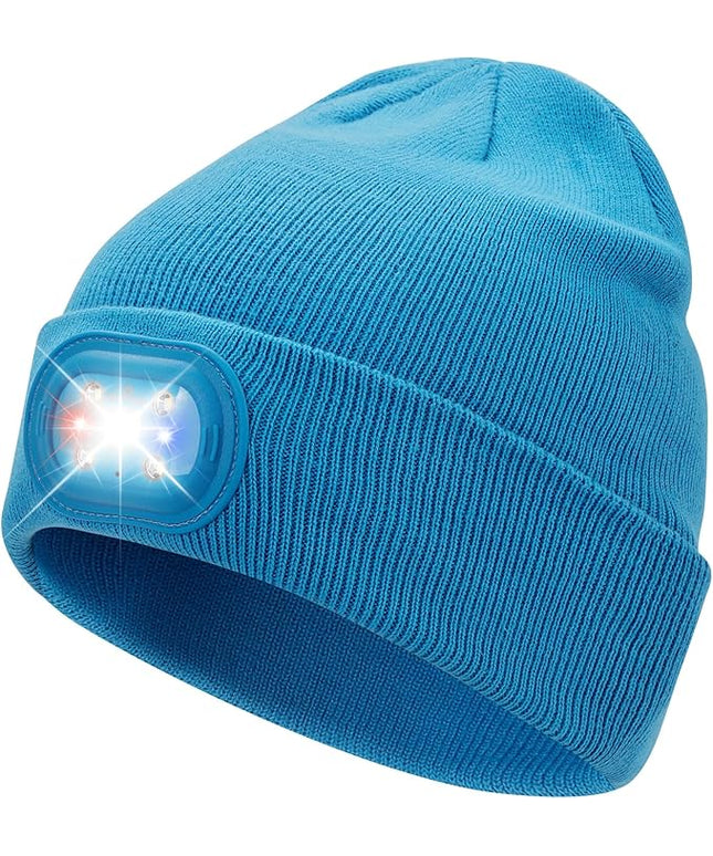 AOPREL Beanie with The Light, Unisex USB Rechargeable Headlamp Winter Knitted Cap for Men Dad Husband