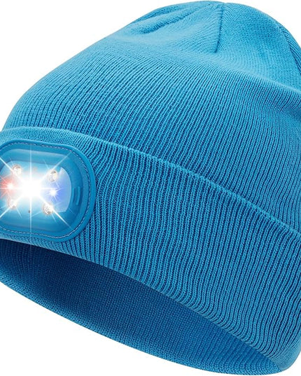 AOPREL Beanie with The Light, Unisex USB Rechargeable Headlamp Winter Knitted Cap for Men Dad Husband