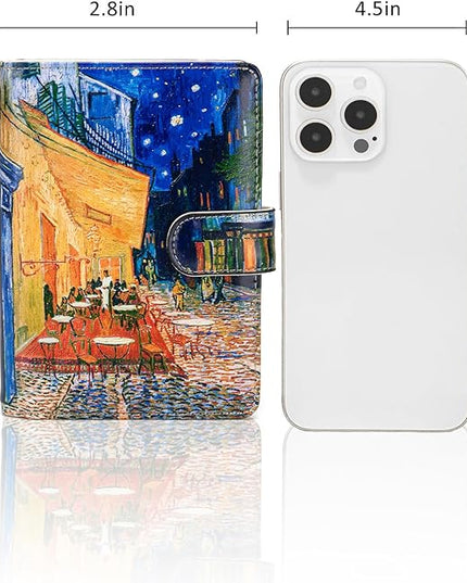 Passport Holder for Travel Essentials, RFID Blocking Passport Wallet Cover with Magnetic Closure, Passport Book Holders for Women and Men (Cafe Terrace at Night)
