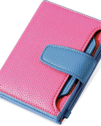Airkit Small Wallet Women RFID Blocking Soft Leather Bifold Compact Card Holder Wallet for Women with Zipper Coin Pocket 4 ID Window