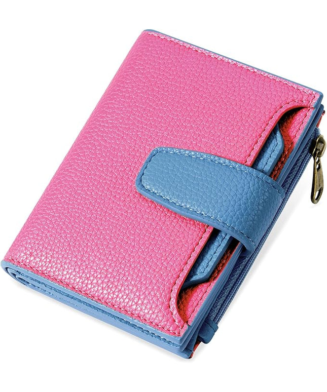 Airkit Small Wallet Women RFID Blocking Soft Leather Bifold Compact Card Holder Wallet for Women with Zipper Coin Pocket 4 ID Window