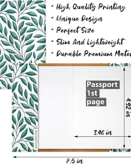 Passport Cover for Kids, Women and Men, Cute Travel Passport Holder (Leaf Pattern)