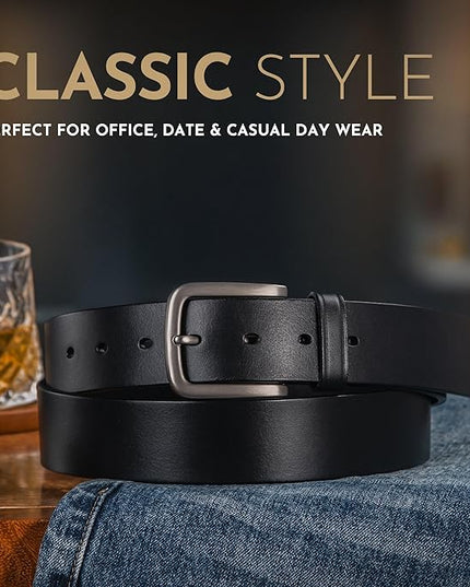 Buffway Men's Leather Belt,1.5" Handmade Top-Grain Leather–Durable,Comfortable,Suitable for Everyday Formal & Casual Wear