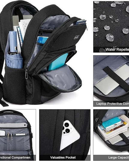 School Backpack for Teen Boys, 15.6 Inch Anti Theft Laptop Bookbag with USB Charging Port, Water Resistant College - Travel Backpack Ergonomic, Fits Notebook, Men Women