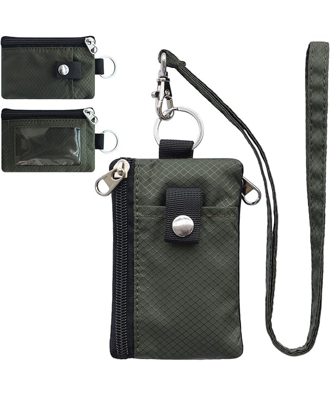 Minimalist RFID Blocking Small Wallet with ID Window,WaterResistant Zip Id Case Wallet with Lanyard Keychain for Cards,Cash,Travel,Women,Men