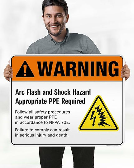 Warning Arc Flash And Shock Hazard Appropriate PPE Required Sign, 24x30 Inches, 3M EGP Reflective .080 Aluminum, Fade Resistant, Made in USA by My Sign Center
