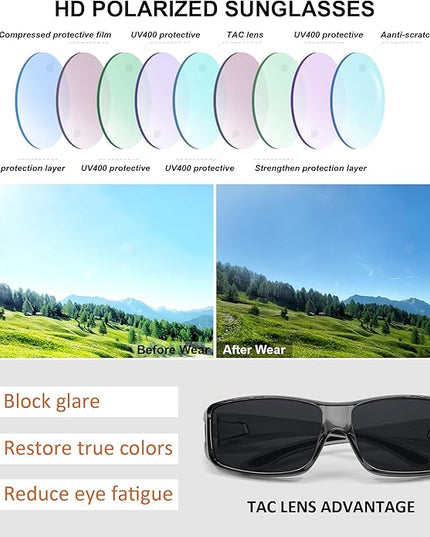 MEETSUN Fit Over Glasses Sunglasses for Men Women,Wrap Around Sunglasses Polarized UV400 Protection