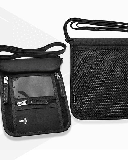 WALNEW Passport Holder Neck Pouch Travel Wallet for Women and Men, RFID Blocking Security Slim Traveling Wallet with Around Neck Lanyard Strap