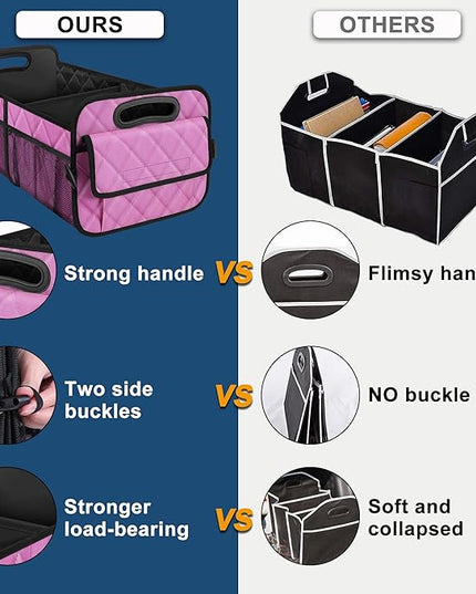 Deosk Car Trunk Organizer for SUV, Car Organizers and Storage with 6 Pocket, Car Accessories for Women/Men 50L Waterproof Polyester Trunk Organizer(Medium,Pink)