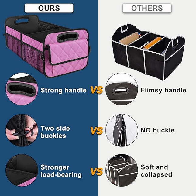 Deosk Car Trunk Organizer for SUV, Car Organizers and Storage with 6 Pocket, Car Accessories for Women/Men 50L Waterproof Polyester Trunk Organizer(Medium,Pink)