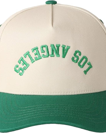 MIRMARU Two-Tone Vintage Canvas Trucker Hats for Men & Women, Adjustable Size Baseball Caps with Trendy Embroidered Design