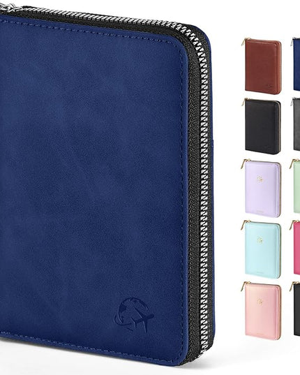 Forvencer Passport Holder Cover with Safe Zipper Closure, Premium Passport Wallet for Travel, Sleek RFID Blocking Card Case, Waterproof Travel Accessories for Men, Navy Blue