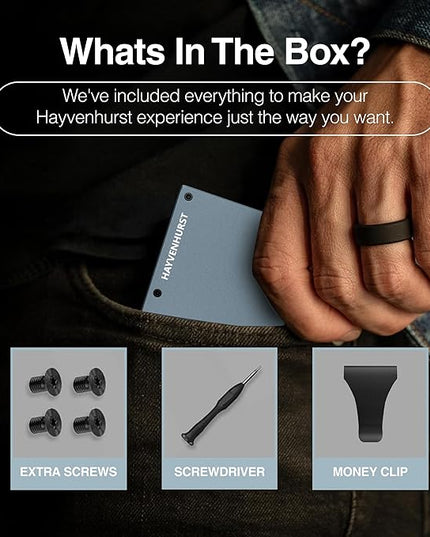 Hayvenhurst Wallet For Men - Reinvented Design Men's Wallet - Slim, Minimalistic & Seamless, Blocks RFID Scanners with a Money Clip (Grey)