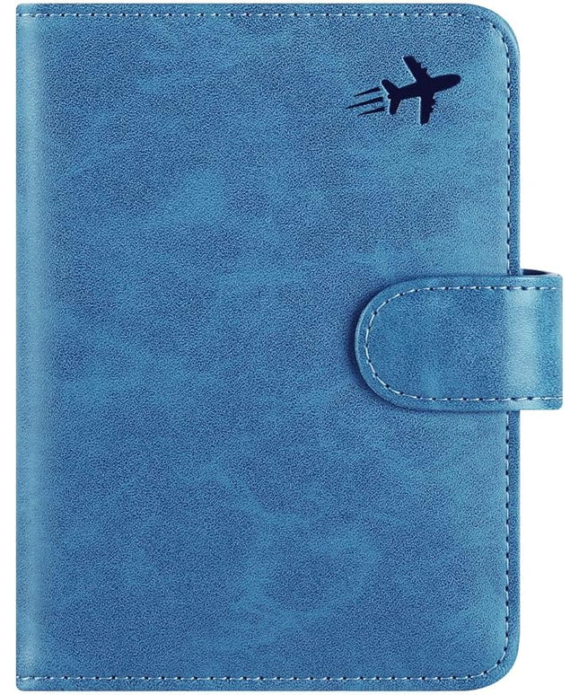 Passport Holder Cover Wallet RFID Blocking Leather Card Case Travel Accessories for Women Men (#Blue)