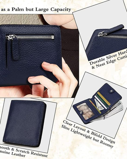 AINIMOER Small Leather Wallet for Women, Ladies Credit Card Holder RFID Blocking Women's Mini Bifold Pocket Purse
