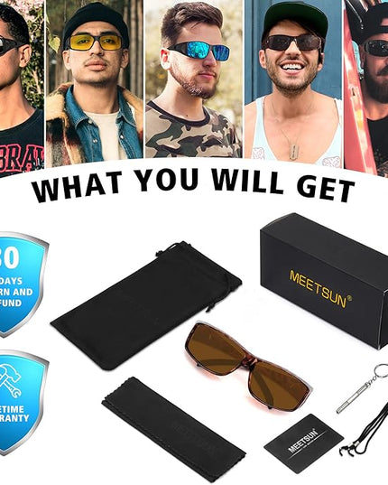 MEETSUN Fit Over Glasses Sunglasses for Men Women,Wrap Around Sunglasses Polarized UV400 Protection