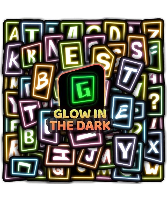 70 Pcs Alphabet Neon Stickers for Kids Glow in The Dark, Vinyl Letters A-Z Water Bottle Decals for Teens, Waterproof Skateboard Decor for Adults Kids Girls Boys