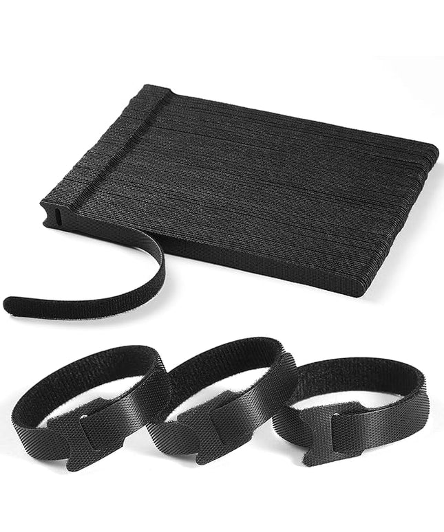 100 PCS 8 Inches Reusable Cable Ties | Adjustable Cord Wraps, Cable Straps | Hook & Loop Cord Organizer, Cable Management