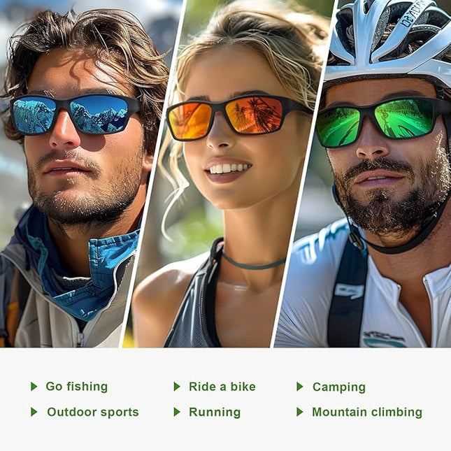 Fanshen Polarized Sunglasses for Men Women, Wrap Around Sunglasses for Mens Womens Cycling Running UV Protection