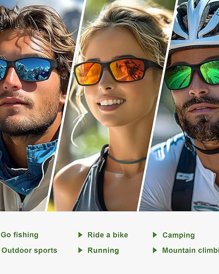 Fanshen Polarized Sunglasses for Men Women, Wrap Around Sunglasses for Mens Womens Cycling Running UV Protection