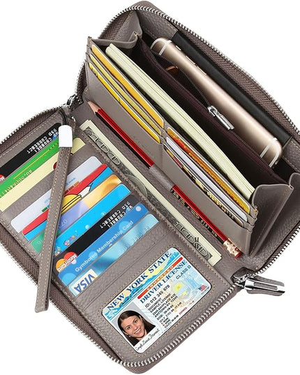 Lavemi Small Compact Women Wallet RFID Blocking Genuine Leather Bifold Purse with ID Windows