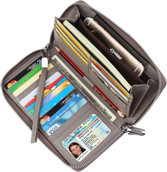 Lavemi Small Compact Women Wallet RFID Blocking Genuine Leather Bifold Purse with ID Windows