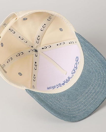 MIRMARU Two-Tone Vintage Canvas Trucker Hats for Men & Women, Adjustable Size Baseball Caps with Trendy Embroidered Design