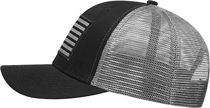 AURR American Flag Trucker Hat, Patriotic Baseball Cap for Men & Women, Breathable Mesh Adjustable Snapback, USA Flag Patch