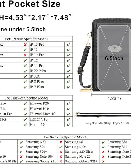 KUKOO Small Crossbody Bag Cell Phone Purse Wallet with Credit Card Slots for Women