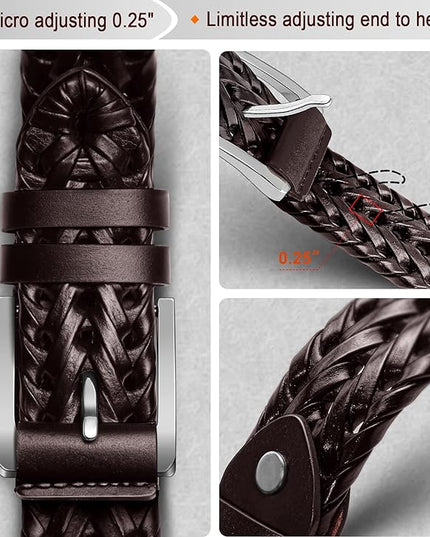 BULLIANT Mens Belts,Leather Woven Braided Belts for Gift Men Casual Jeans Golf