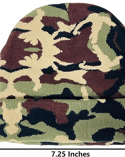 Super Soft Adult & Child Camo Print Winter Knit Beanie Set