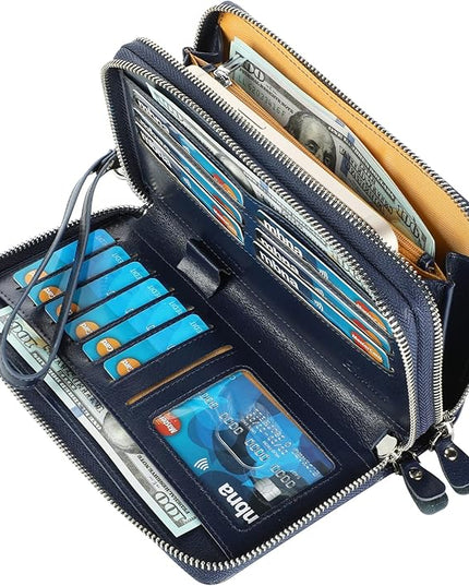Lavemi Small Compact Women Wallet RFID Blocking Genuine Leather Bifold Purse with ID Windows