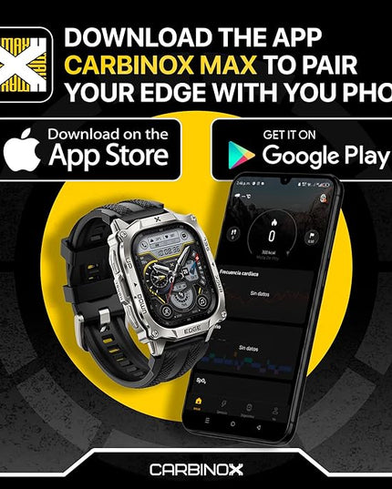 CARBINOX Edge Smart Watch Ultimate Pack 1.96″ AMOLED, Stainless Steel, IP69K/5ATM Fitness trackers, Dual-Band GNSS, 500mAh, Bluetooth Calls, Smart Watch for Android Phones iOS (Black)
